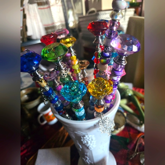 Speedyweezie's Bead Stick Pair of 10", 12", 14" Beaded Plant Stakes - Picture 6 of 6